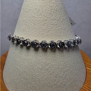 1.0ctw Natural Black Diamond Tennis Bracelet 925 Sterling Silver 7"